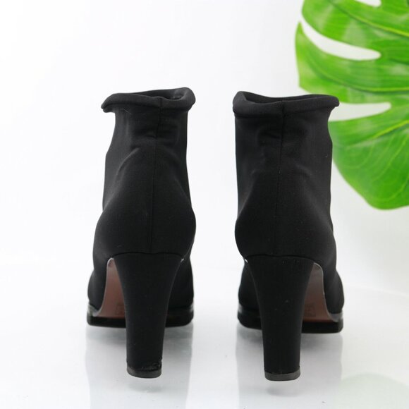 Walter Steiger Womens Boot Size 39 8 Black Neoprene Chunky Lug Sole Block Heel - Picture 6 of 12